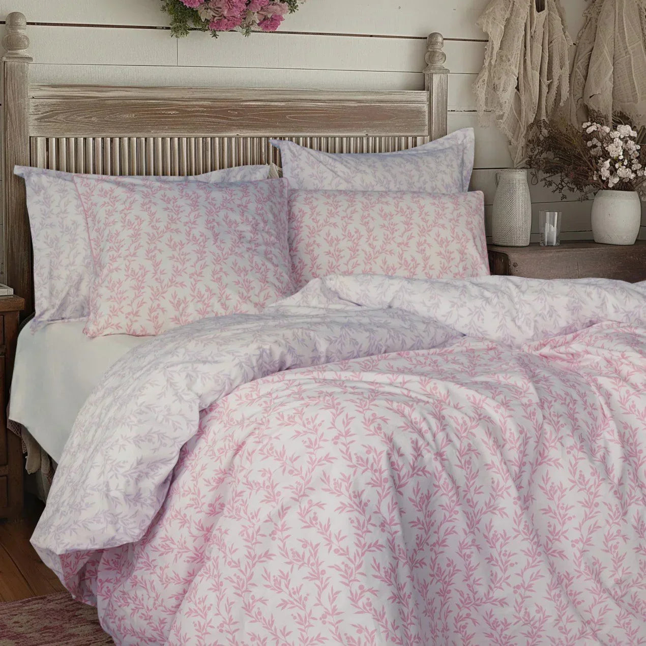 luxury percale bedding lilac pink ditsy floral duvet cover set